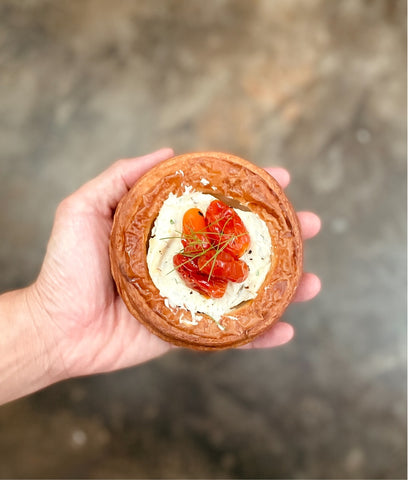 Chive&Dill Cream Cheese with Roasted Tomatoes Danish